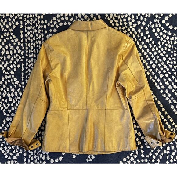 VTG Caslon Tan Brown Leather Snap Collared Jacket M - Picture 8 of 8
